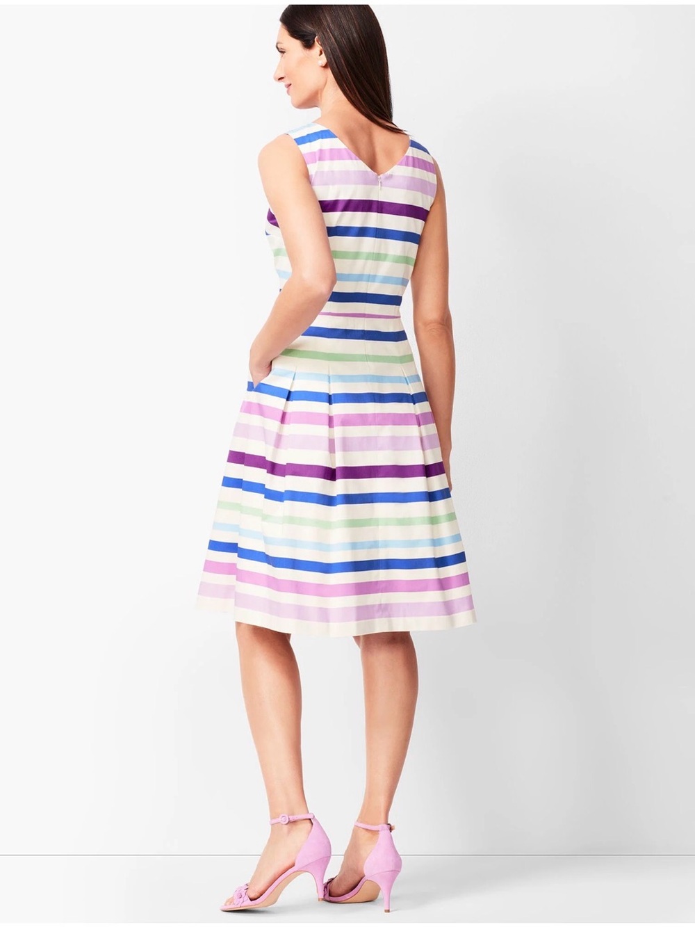 NWT Talbots RSVP Striped sleeveless Dress in White, Blue, Purple, Mint - Picture 2 of 13